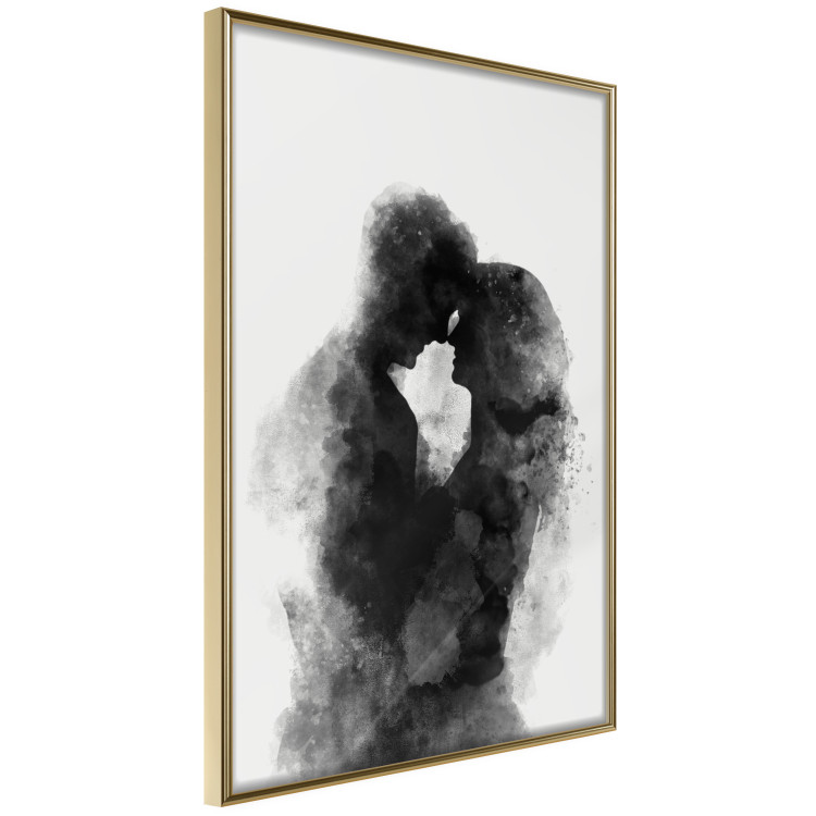 Wall Poster Memory of a Kiss - black enamored couple in a watercolor motif 131996 additionalImage 12