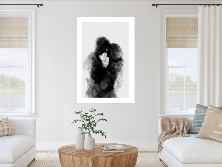Wall Poster Memory of a Kiss - black enamored couple in a watercolor motif 131996 additionalImage 3