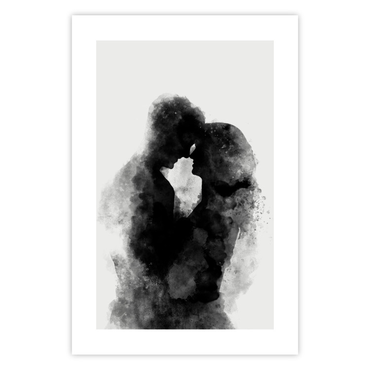 Wall Poster Memory of a Kiss - black enamored couple in a watercolor motif 131996 additionalImage 19