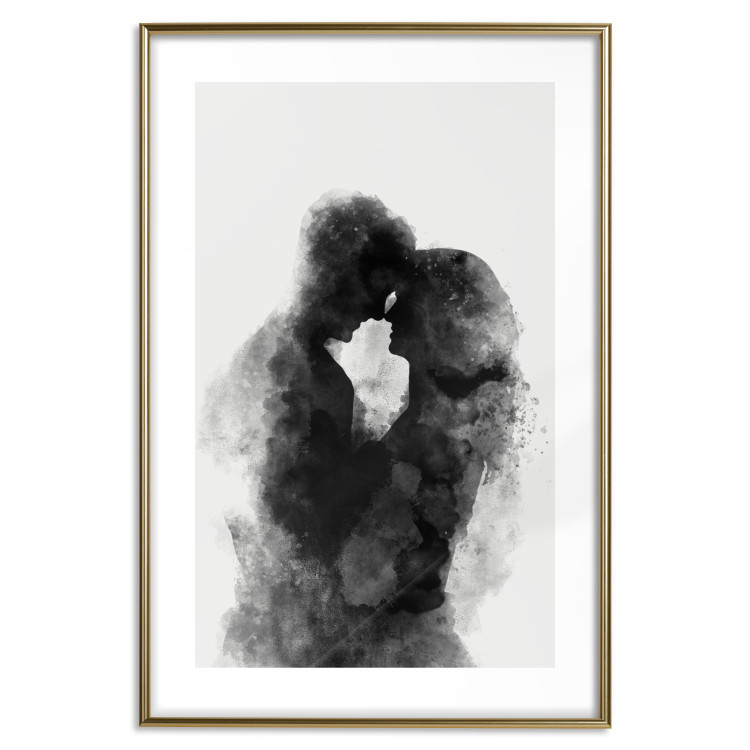 Wall Poster Memory of a Kiss - black enamored couple in a watercolor motif 131996 additionalImage 14