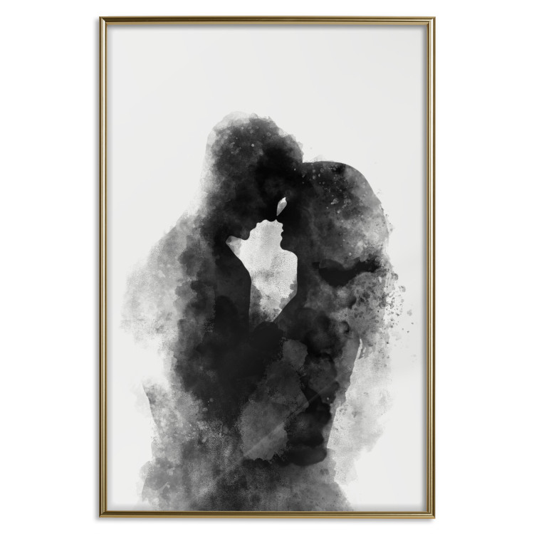 Wall Poster Memory of a Kiss - black enamored couple in a watercolor motif 131996 additionalImage 17