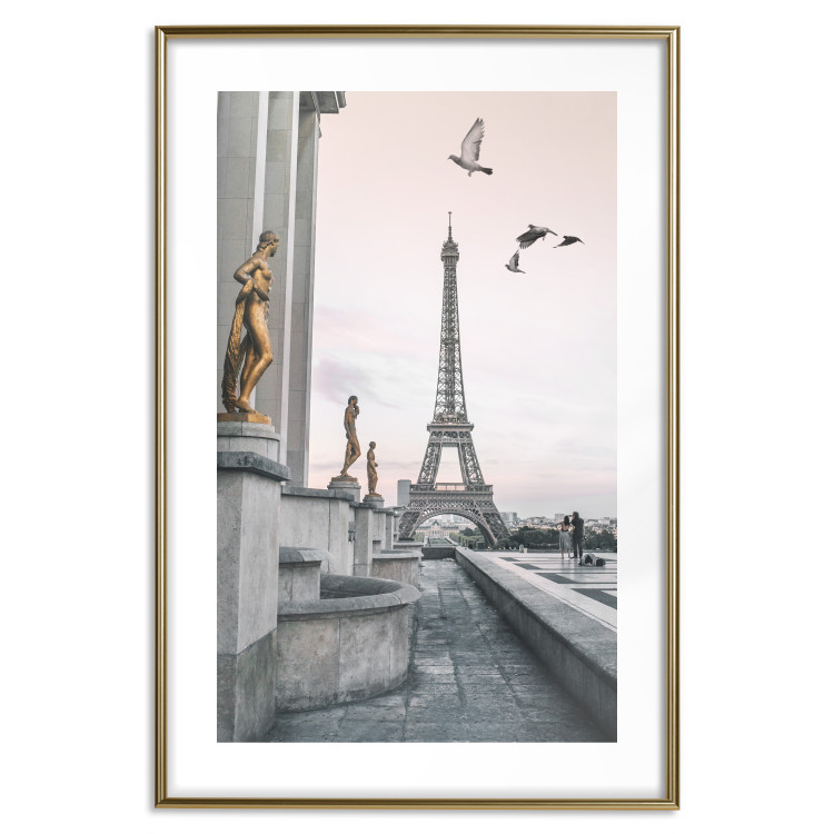 Poster Flight to Freedom - structure with golden sculptures against the backdrop of the Eiffel Tower 132296 additionalImage 14