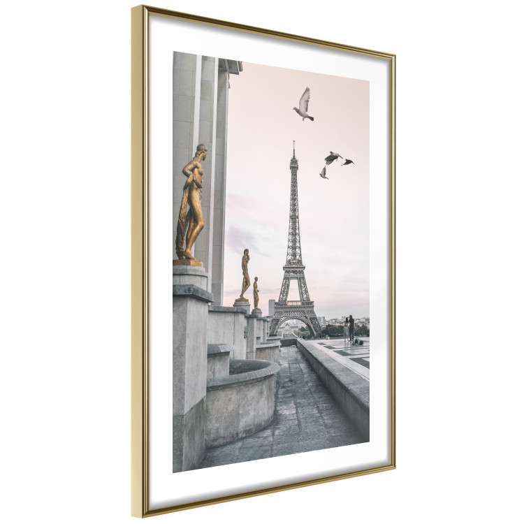 Poster Flight to Freedom - structure with golden sculptures against the backdrop of the Eiffel Tower 132296 additionalImage 9