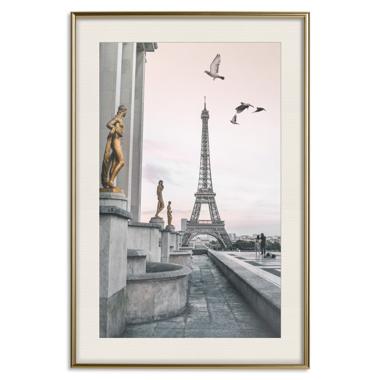 Poster Flight to Freedom - structure with golden sculptures against the backdrop of the Eiffel Tower 132296 additionalImage 20