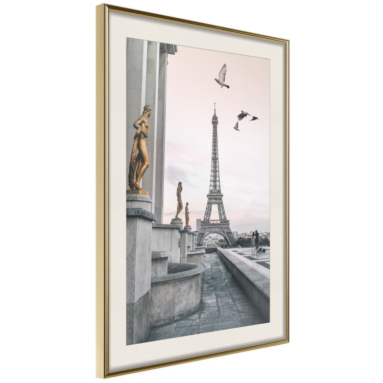 Poster Flight to Freedom - structure with golden sculptures against the backdrop of the Eiffel Tower 132296 additionalImage 3