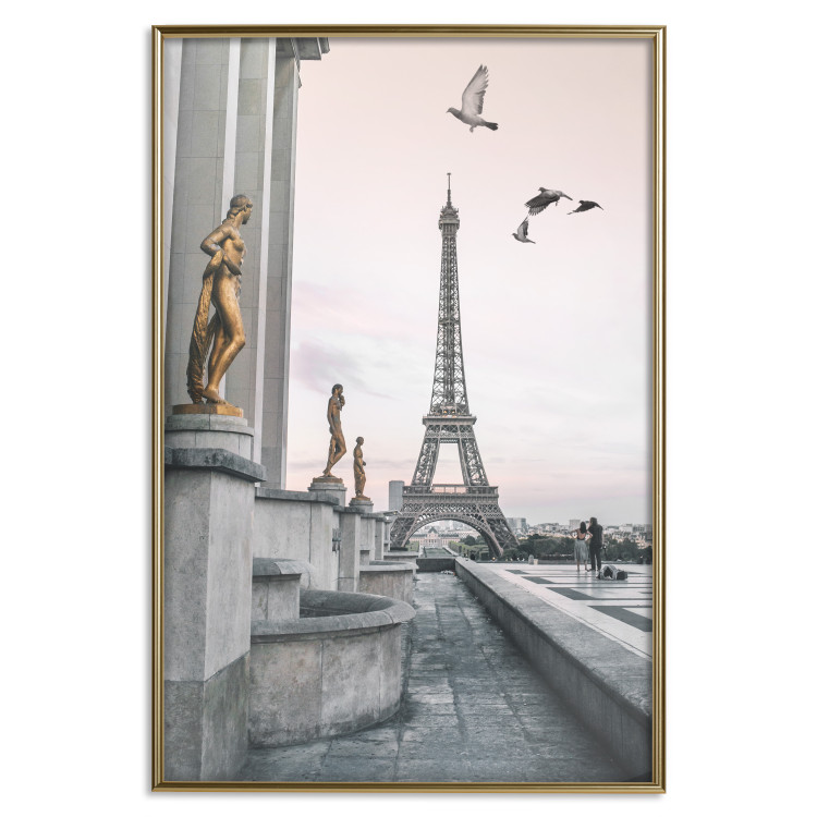Poster Flight to Freedom - structure with golden sculptures against the backdrop of the Eiffel Tower 132296 additionalImage 21