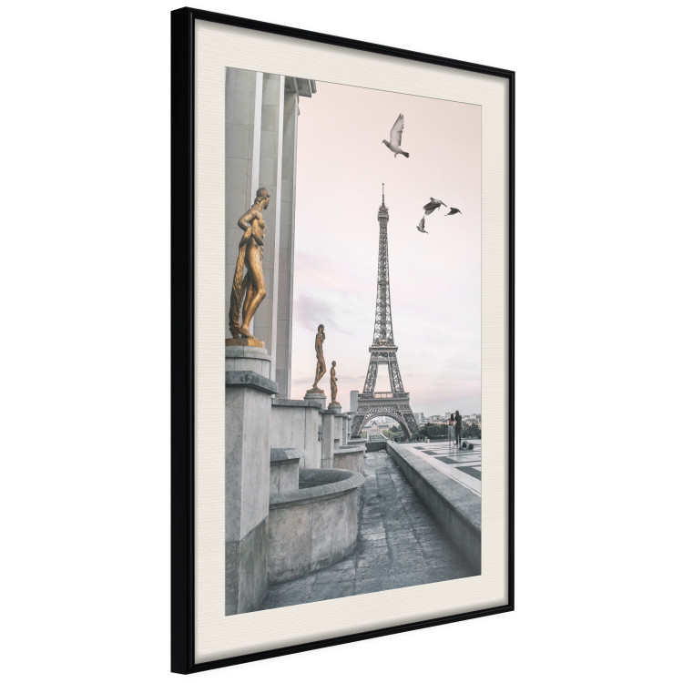 Poster Flight to Freedom - structure with golden sculptures against the backdrop of the Eiffel Tower 132296 additionalImage 2