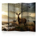Room Separator Deer Over the Mountain Stream II (5-piece) - animals and fields in the background 132596