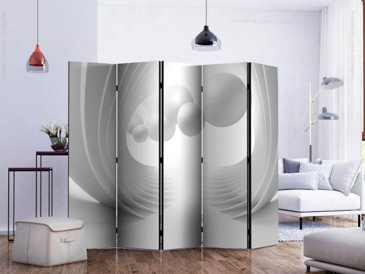 Folding Screen Gateway to Modernity II (5-piece) - white geometric abstraction 132796 additionalImage 2