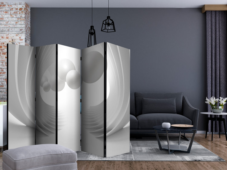 Folding Screen Gateway to Modernity II (5-piece) - white geometric abstraction 132796 additionalImage 4