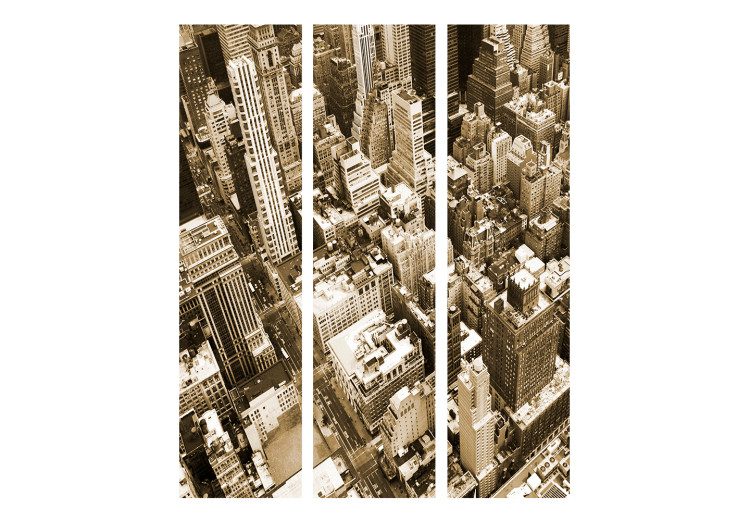 Room Divider Screen New York Aerial View (3-piece) - view of Manhattan in sepia 133096 additionalImage 3