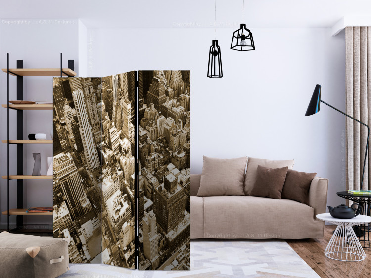 Room Divider Screen New York Aerial View (3-piece) - view of Manhattan in sepia 133096 additionalImage 4