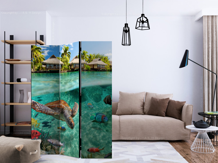 Room Divider Beneath the Surface of Water (3-piece) - marine animals against the sea background 133196 additionalImage 4