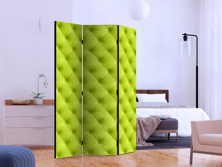 Folding Screen Lime Relaxation (3-piece) - simple composition in a neon pattern 133396 additionalImage 2