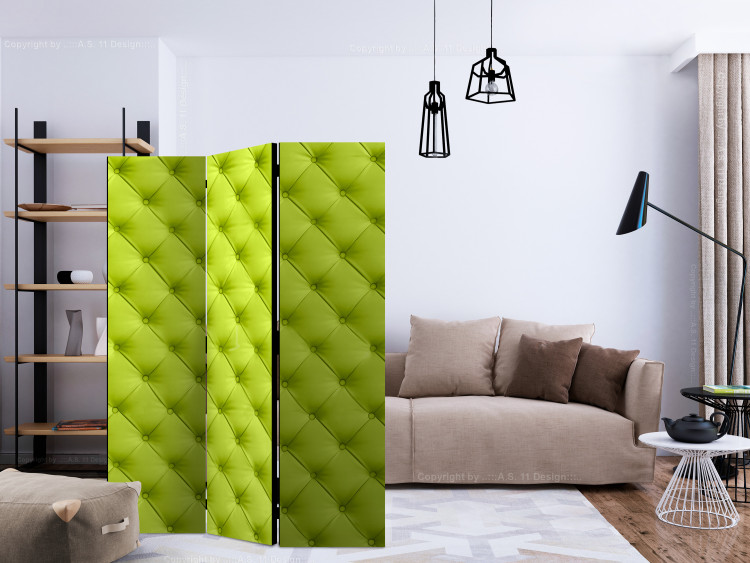 Folding Screen Lime Relaxation (3-piece) - simple composition in a neon pattern 133396 additionalImage 4