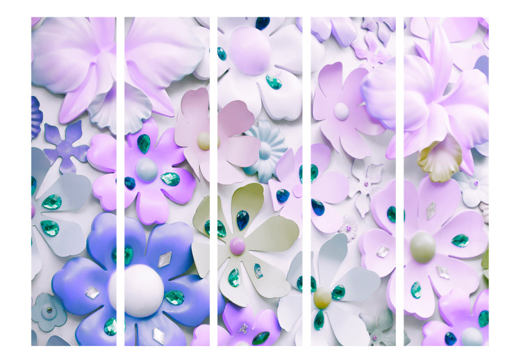 Room Separator Purple Sweetness II (5-piece) - composition with flowers and diamonds 133496 additionalImage 3