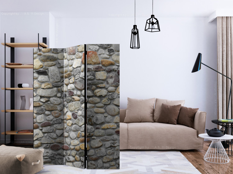 Room Divider Stone Path - texture of a wall with laid colorful stones 133596 additionalImage 4