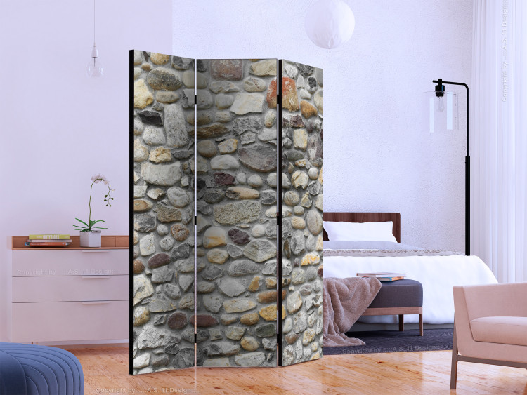 Room Divider Stone Path - texture of a wall with laid colorful stones 133596 additionalImage 2