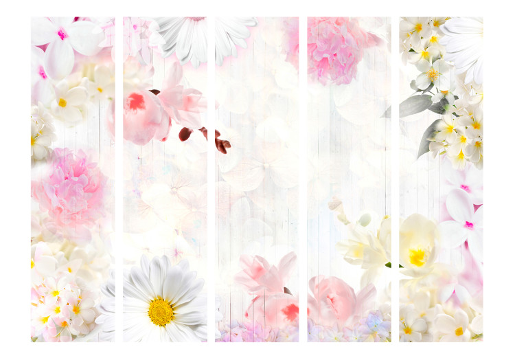 Room Separator Scent of Spring Flowers II - romantic light flowers on a white background 133796 additionalImage 3