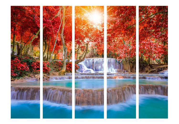 Room Divider Magic of Nature II - waterfall landscape in a forest with red trees 134096 additionalImage 3
