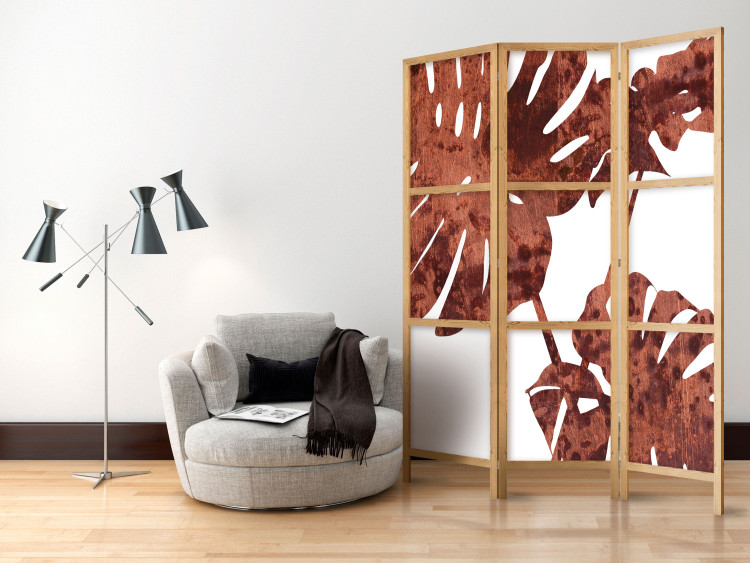 Room Separator Exquisite Monstera (3-piece) - brown leaves of a tropical plant 134296 additionalImage 6