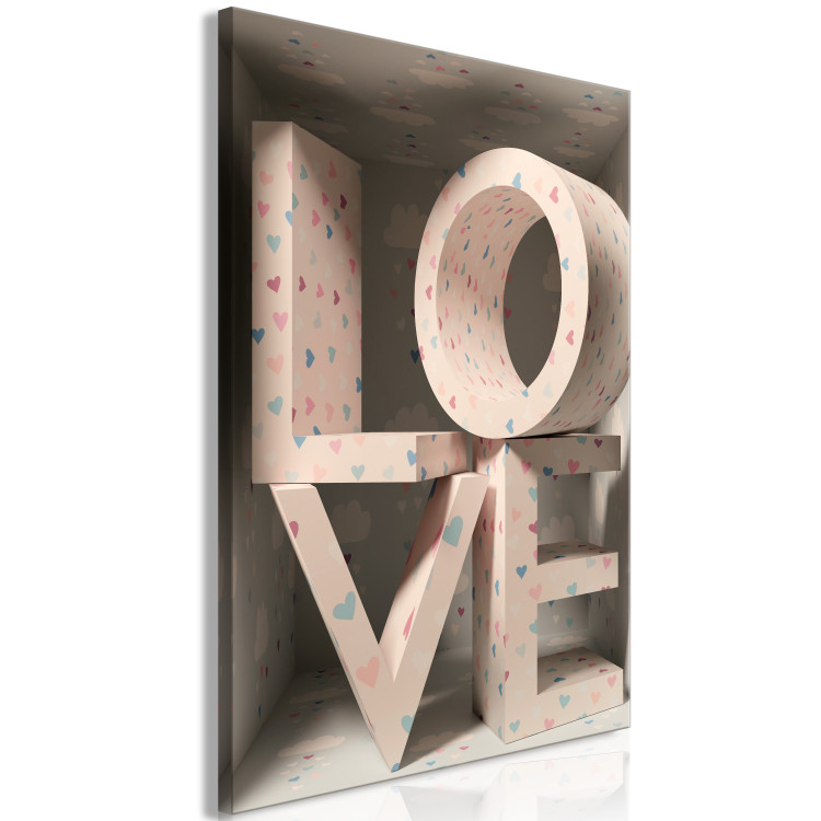 Canvas Art Print Love in the letters - LOVE inscription covered with small hearts 135396 additionalImage 2