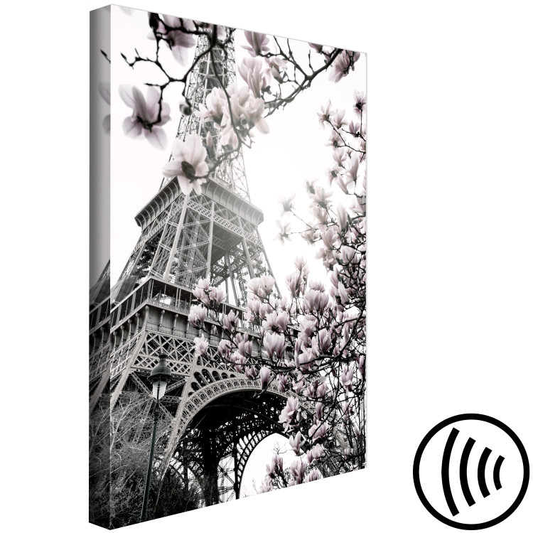 Canvas Parisian Magnolias (1-piece) Vertical - spring flowers with tower background 135596 additionalImage 6