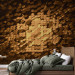 Photo Wallpaper Copper lumps - abstract pattern with 3D effect and golden hexes 135796 additionalThumb 2