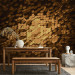 Photo Wallpaper Copper lumps - abstract pattern with 3D effect and golden hexes 135796 additionalThumb 6