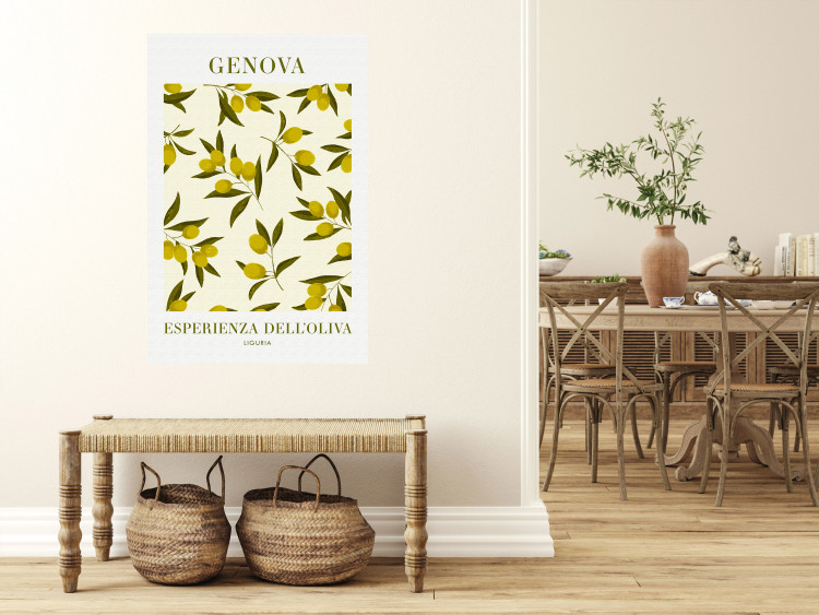 Wall Poster Ligurian Olives - simple composition with small fruits and Italian writings 135896 additionalImage 22