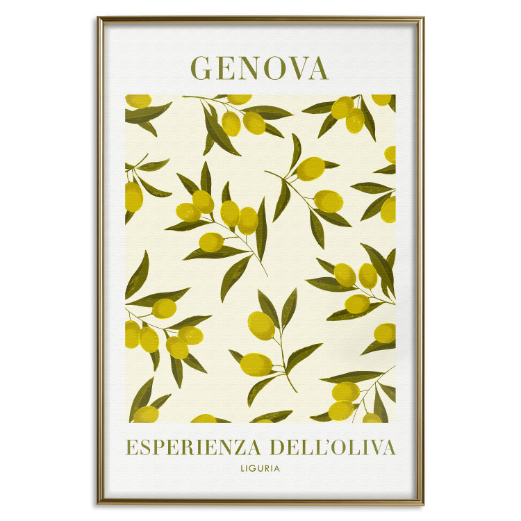 Wall Poster Ligurian Olives - simple composition with small fruits and Italian writings 135896 additionalImage 9