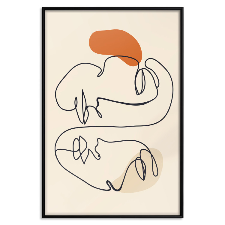Wall Poster Sunny Connection - simple lineart with human faces on a beige background 137496 additionalImage 6