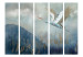 Room Divider Screen Heron in Flight II (5-piece) - Water bird flying amidst mist and clouds 138296 additionalThumb 3