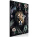 Canvas Print Lion in Leaves (1-piece) Vertical - wild cat among roses and ferns 138596 additionalThumb 2