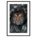 Poster Tiger in Leaves - portrait of a tiger against a background of green plants and flowers 138696 additionalThumb 13