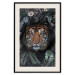 Poster Tiger in Leaves - portrait of a tiger against a background of green plants and flowers 138696 additionalThumb 24