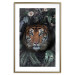 Poster Tiger in Leaves - portrait of a tiger against a background of green plants and flowers 138696 additionalThumb 12