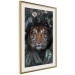 Poster Tiger in Leaves - portrait of a tiger against a background of green plants and flowers 138696 additionalThumb 2