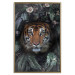 Poster Tiger in Leaves - portrait of a tiger against a background of green plants and flowers 138696 additionalThumb 27
