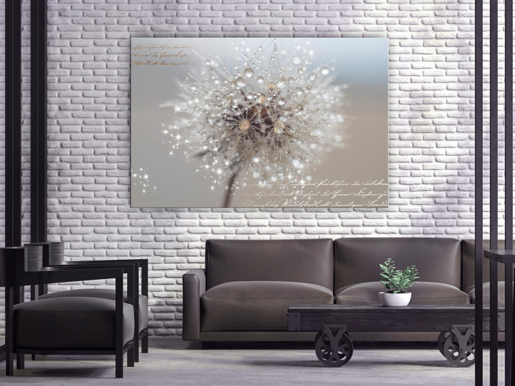 Canvas Print Dandelion in Sepia Tones (1-piece) Wide - flower and texts 142796 additionalImage 3