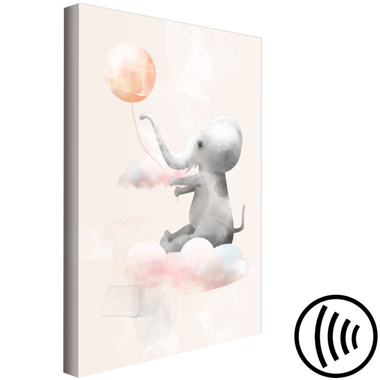 Canvas Art Print Joyful Elephant and Clouds (1-piece) Vertical - composition for children 143496 additionalImage 6
