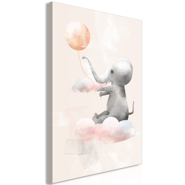 Canvas Art Print Joyful Elephant and Clouds (1-piece) Vertical - composition for children 143496 additionalImage 2