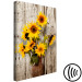 Canvas Art Print Sunflowers (1-piece) - yellow flowers in a vase on a wooden background 144596 additionalThumb 6
