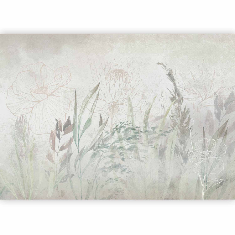 Photo Wallpaper Boho-Style Garden - Airy Flowers and Grasses in Grays and Greens 144696 additionalImage 1