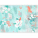 Photo Wallpaper Painted flowers - abstract composition of spots on blue background 144796 additionalThumb 5