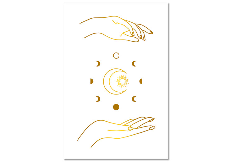 Canvas Magic Symbols - Golden Hands and All Phases of the Moon 146196