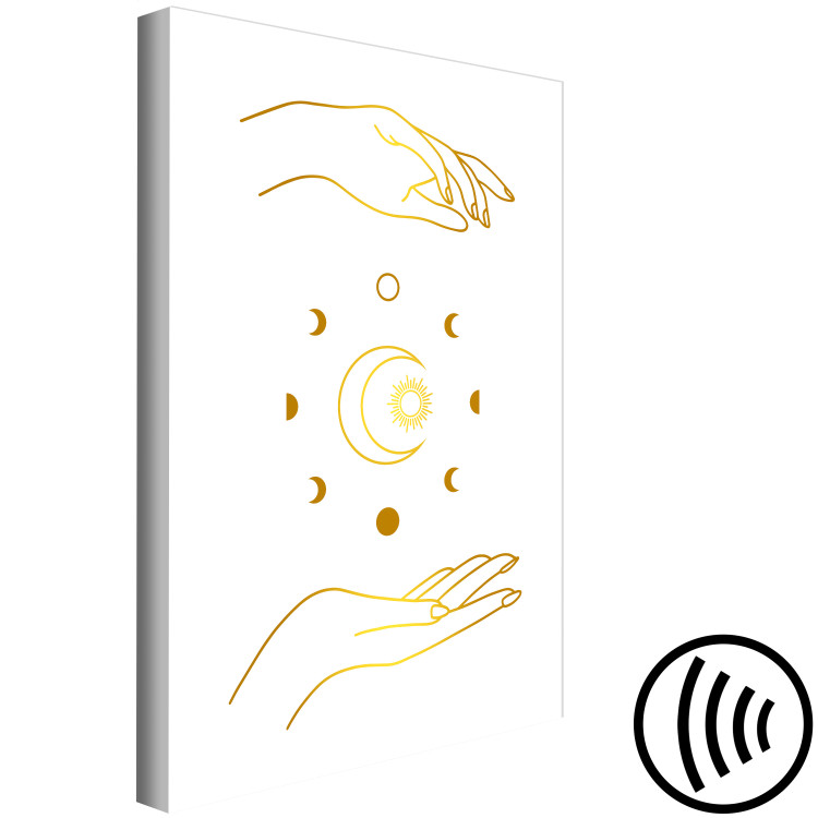 Canvas Magic Symbols - Golden Hands and All Phases of the Moon 146196 additionalImage 6