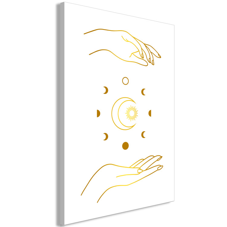 Canvas Magic Symbols - Golden Hands and All Phases of the Moon 146196 additionalImage 2