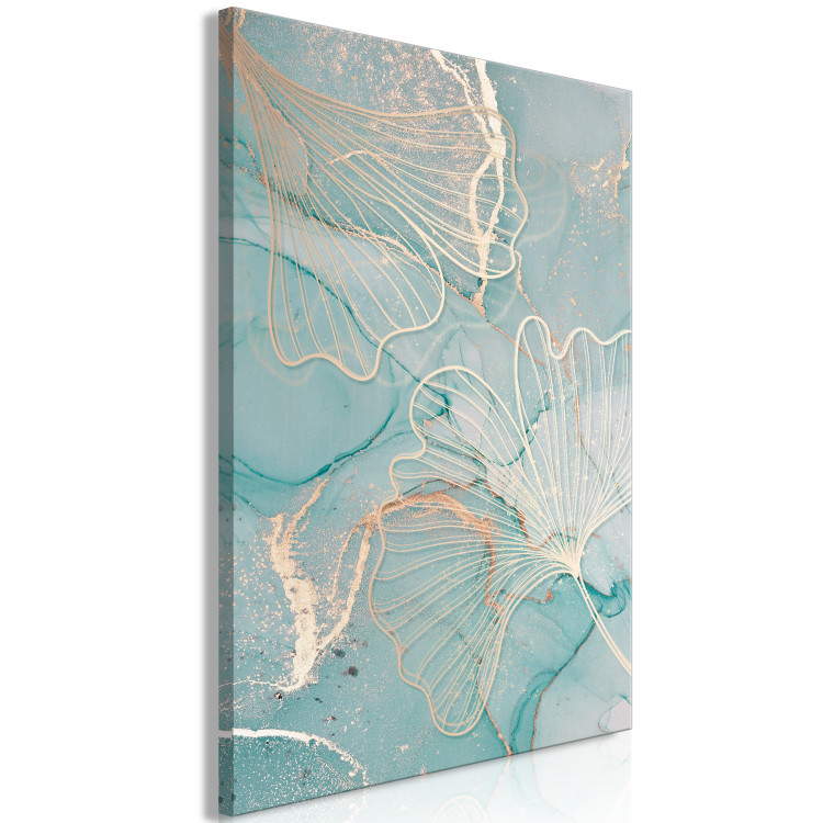 Canvas Art Print Golden Ginkgo - Leaves on an Abstract Background in a Glamor Style 146496 additionalImage 2