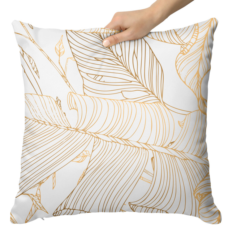 Decorative Microfiber Pillow Art Nouveau leaves - a minimalist floral pattern in gold cushions 146796 additionalImage 5